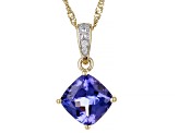 Blue Tanzanite 10k Yellow Gold Pendant With Chain 1.46ctw