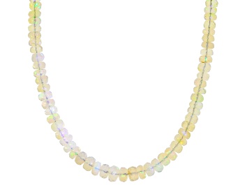 Picture of Multi-Color Rondelle Beaded Ethiopian Opal 14K Yellow Gold Necklace 3-5mm