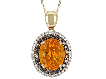 Picture of Orange Fire Opal 14K Yellow Gold Pendant With Chain 2.45ctw