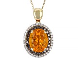 Orange Fire Opal 14K Yellow Gold Pendant With Chain 2.45ctw