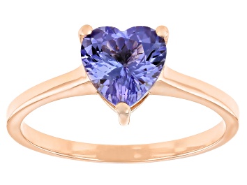 Picture of Blue Tanzanite 10K Rose Gold Solitaire Ring. 1.05ctw