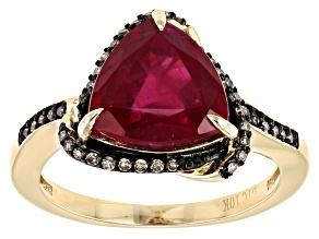 Red Mahaleo® Ruby 10K Yellow Gold Ring 3.86ctw