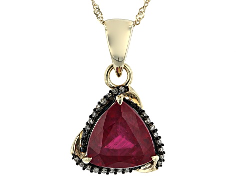 Red Mahaleo® Ruby 10K Yellow Gold Pendant with Chain 3.79ctw