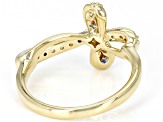 Multi Color Sapphire 10kt Yellow Gold Cross Ring 0.31ctw.