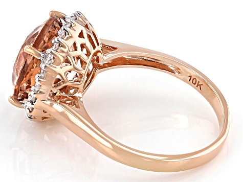 Peach Morganite 10k Rose Gold Ring 5.34ctw