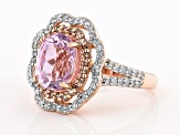 Pink Kunzite With White And Champagne Diamonds 10K Rose Gold Ring