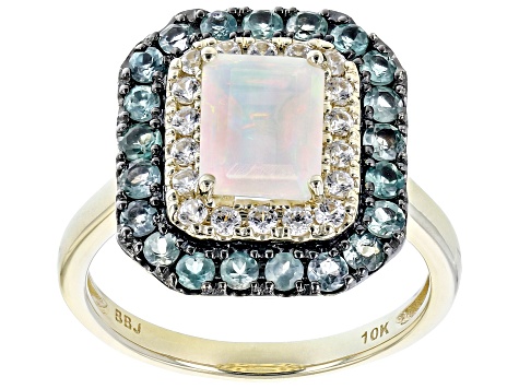 Multi Color Opal 10k Yellow Gold Ring 1.77ctw