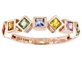 Multi-Color Sapphire 10K Rose Gold Ring 0.77ctw