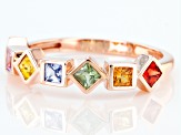 Multi-Color Sapphire 10K Rose Gold Ring 0.77ctw