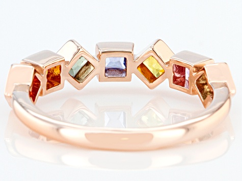 Multi-Color Sapphire 10K Rose Gold Ring 0.77ctw