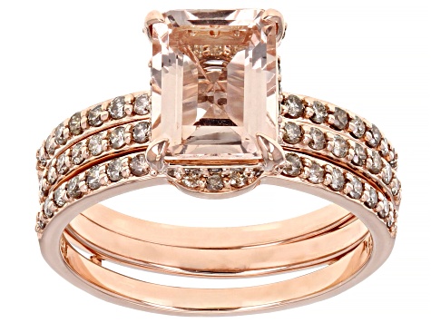 Peach Cor-de-Rosa Morganite Morganite Diamond 14K Rose Gold Ring 2.51ctw