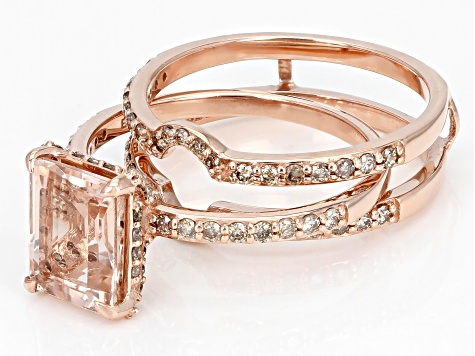 Peach Cor-de-Rosa Morganite Morganite Diamond 14K Rose Gold Ring 2.51ctw