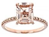 Peach Cor-de-Rosa Morganite Morganite Diamond 14K Rose Gold Ring 2.51ctw