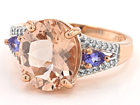 Peach Cor-de-Rosa Morganite 10k Rose Gold Ring 3.71ctw