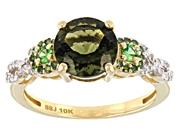Picture of Green Moldavite 10k Yellow Gold Ring 1.49ctw