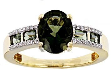 Picture of Green Moldavite 10k Yellow Gold Ring 1.43ctw
