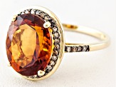 Orange Madeira Citrine 10k Yellow Gold Ring 4.32ctw