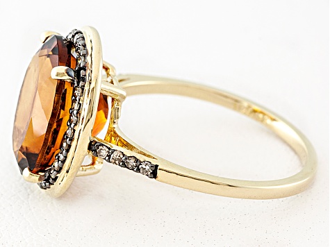 Orange Madeira Citrine 10k Yellow Gold Ring 4.32ctw