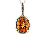 Orange Oval Madeira Citrine 10K Yellow Gold Pendant With Chain 4.16ctw