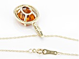 Orange Oval Madeira Citrine 10K Yellow Gold Pendant With Chain 4.16ctw