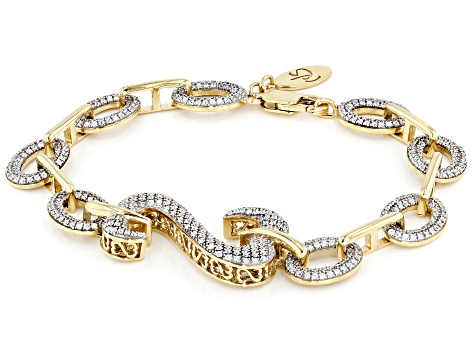 White Cubic Zirconia 14k Yellow Gold Over Sterling Silver Bracelet 4.20ctw (2.44ctw DEW)