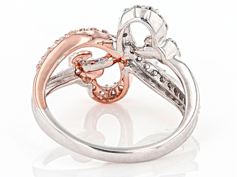 White Cubic Zirconia Rhodium And 14k Rose Gold Over Sterling Silver Ring