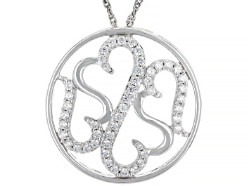 Picture of White Cubic Zirconia Rhodium Over Sterling Silver Pendant