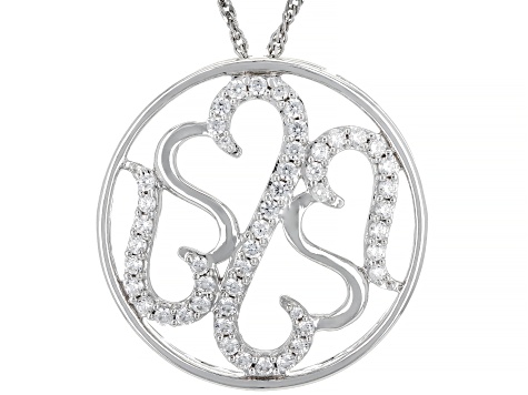 White Cubic Zirconia Rhodium Over Sterling Silver Pendant