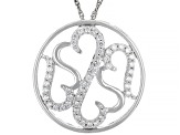 White Cubic Zirconia Rhodium Over Sterling Silver Pendant