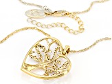 White Cubic Zirconia 14k Yellow Gold Over Sterling Silver Pendant