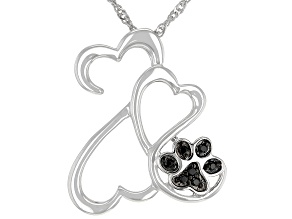 Black Spinel Accent Rhodium Over Sterling Silver Pendant