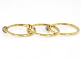 White Diamond 14k Yellow Gold Over Sterling Silver Set of 3 Stackable Rings 0.10ctw