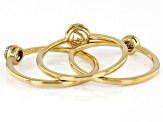 White Diamond 14k Yellow Gold Over Sterling Silver Set of 3 Stackable Rings 0.10ctw