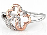 White Diamond Accent Rhodium And 14k Rose Gold Over Sterling Silver Ring