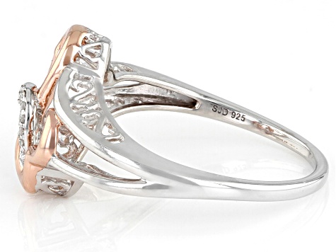 White Diamond Accent Rhodium And 14k Rose Gold Over Sterling Silver Ring