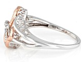 White Diamond Accent Rhodium And 14k Rose Gold Over Sterling Silver Ring