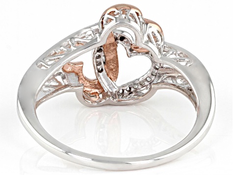 White Diamond Accent Rhodium And 14k Rose Gold Over Sterling Silver Ring