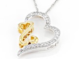 White Diamond Rhodium And 14k Yellow Gold Over Sterling Silver Pendant 0.40ctw