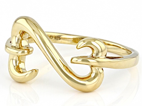 14k Yellow Gold Over Sterling Silver Open Design Ring - JSJ029B | JTV.com
