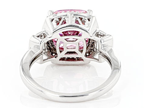 Pink And White Cubic Zirconia Rhodium Over Sterling Silver Cocktail Ring