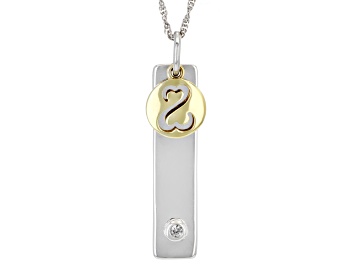 Picture of White Diamond Accent Rhodium And 14k Yellow Gold Over Sterling Silver Pendant