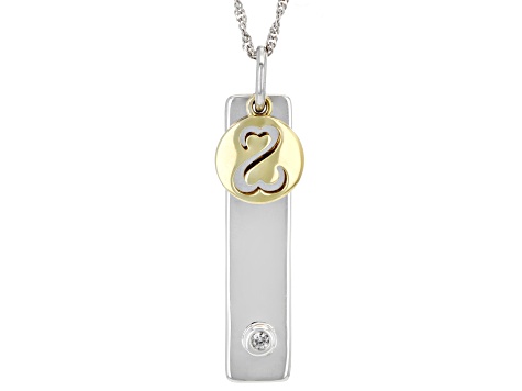 White Diamond Accent Rhodium And 14k Yellow Gold Over Sterling Silver Pendant