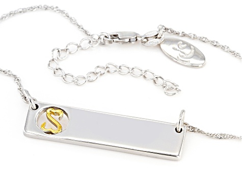 Rhodium And 14k Yellow Gold Over Sterling Silver Faith Necklace