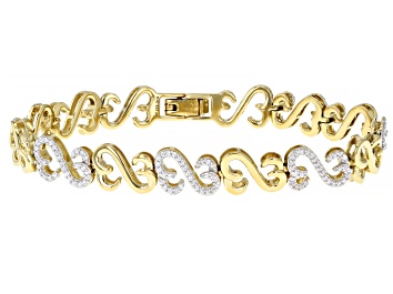 Picture of White Cubic Zirconia 14k yellow Gold Over Sterling Silver Tennis Bracelet