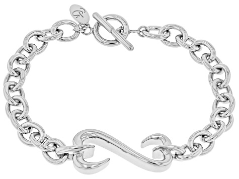 Rhodium Over Sterling Silver Bracelet