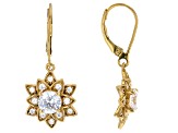White Cubic Zirconia 14k Yellow Gold Over Sterling Silver Lotus Flower Earrings 3.65ctw