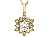 White Cubic Zirconia 14k Yellow Gold Over Sterling Silver Lotus Flower Pendant 4.20ctw