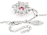 Pink And White Cubic Zirconia Rhodium Over Sterling Silver Lotus Flower Pendant 4.20ctw