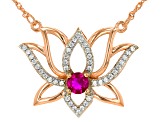 Raspberry Lab Created Ruby And White Cubic Zirconia 14k Rose Gold Over Sterling Silver Necklace