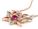 Raspberry Lab Created Ruby And White Cubic Zirconia 14k Rose Gold Over Sterling Silver Necklace